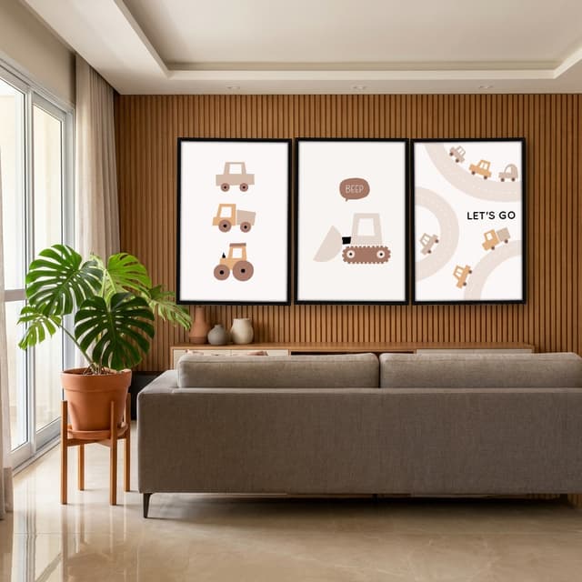 Kit Quadros Decorativos Carrinhos
