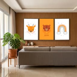 Kit Quadros Decorativos Urso E Arco Íris