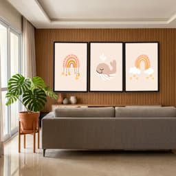 Kit Quadros Decorativos Baleia E Arco Íris