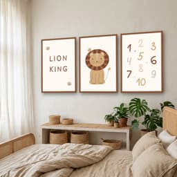 Kit Quadros Decorativos Número E Leão