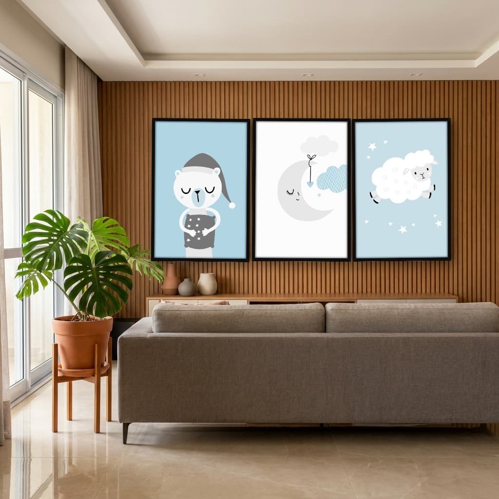 Kit Quadros Decorativos Urso E Ovelha