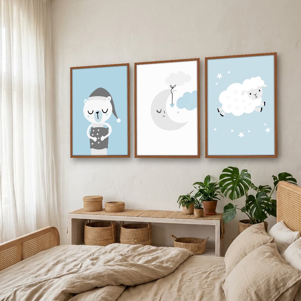 Kit Quadros Decorativos Urso E Ovelha
