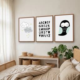 Kit Quadros Decorativos Nuvem E Coruja