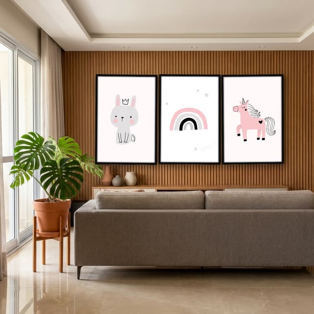 Kit Quadros Decorativos Coelho E Unicórnio