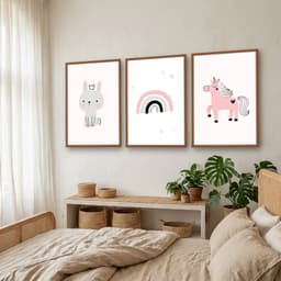 Kit Quadros Decorativos Coelho E Unicórnio
