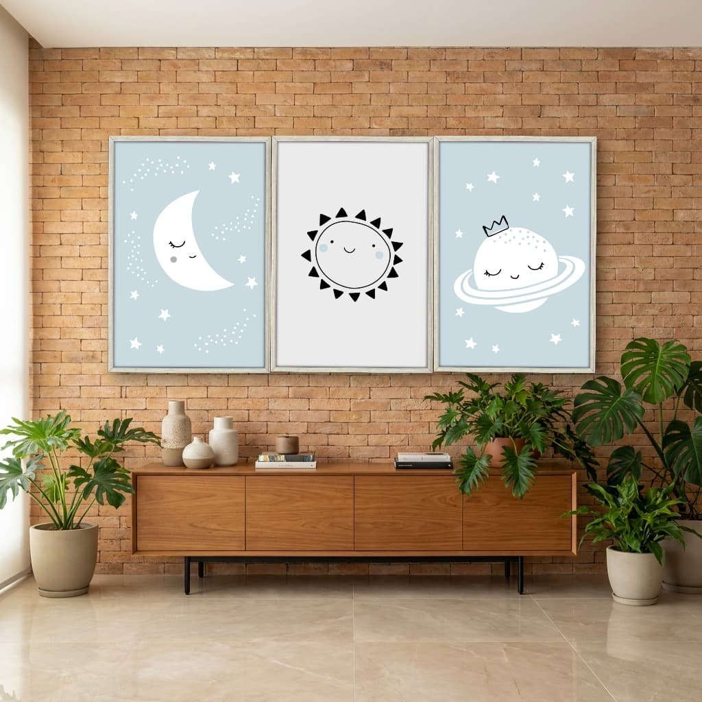 Kit Quadros Decorativos Lua E Planeta