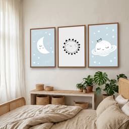 Kit Quadros Decorativos Lua E Planeta