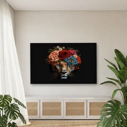 Quadro Decorativo Leopardo Com Coroa De Flores