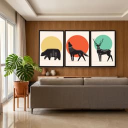Kit Quadros Decorativos Animais Abstratos