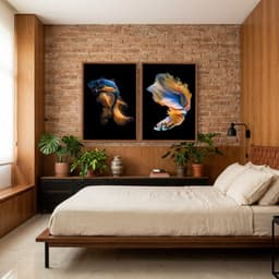 Kit Quadros Decorativos Peixe Azul