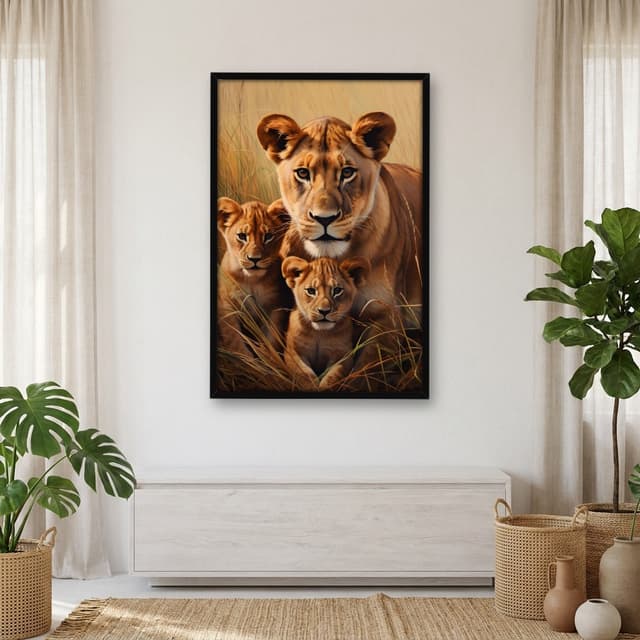 Quadro Decorativo Família Leão
