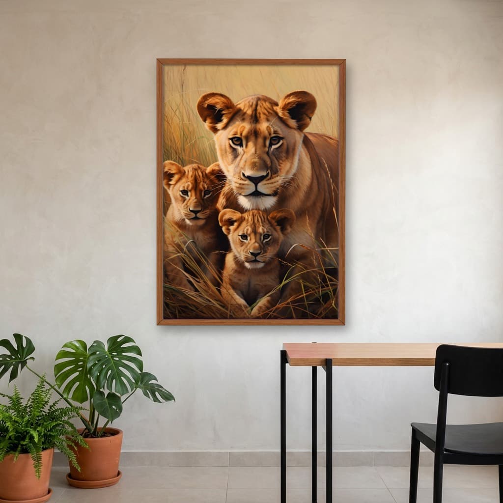 Quadro Decorativo Família Leão