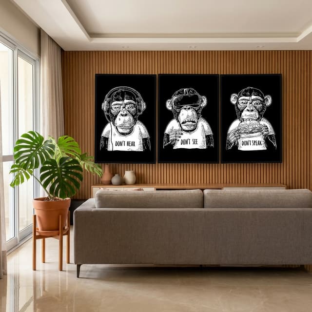 Kit Quadros Decorativos Macaco