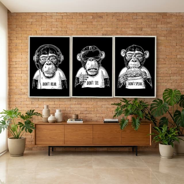 Kit Quadros Decorativos Macaco