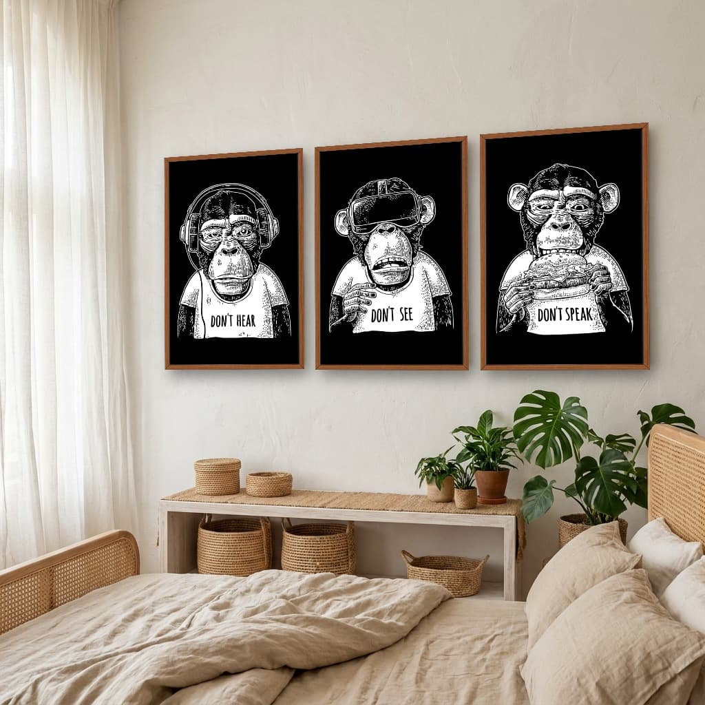 Kit Quadros Decorativos Macaco