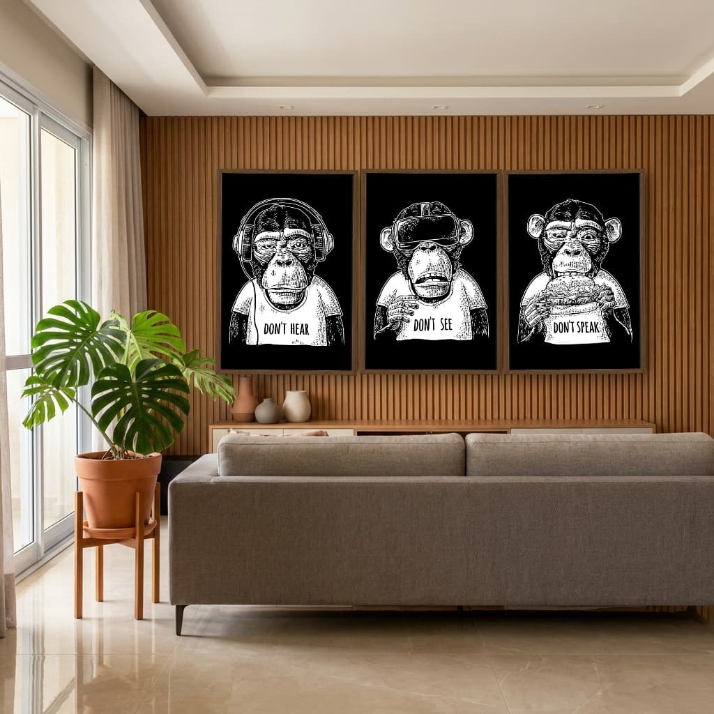 Kit Quadros Decorativos Macaco