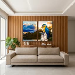 Kit Quadros Decorativos Arara Azul