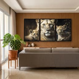 Kit Quadros Decorativos Família Leão