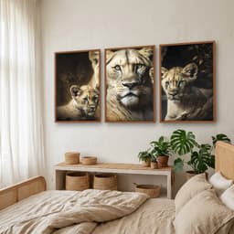 Kit Quadros Decorativos Família Leão