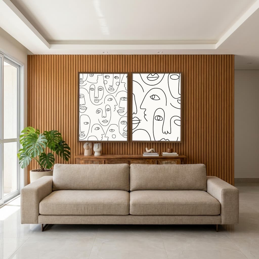 Kit Quadros Decorativos Rosto Minimalista