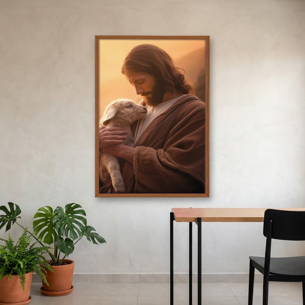 Quadro Decorativo Jesus E Ovelha
