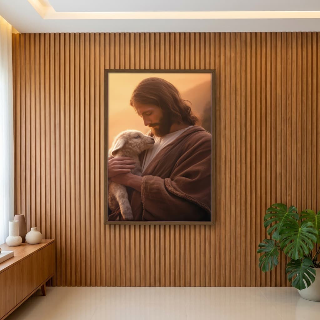 Quadro Decorativo Jesus E Ovelha