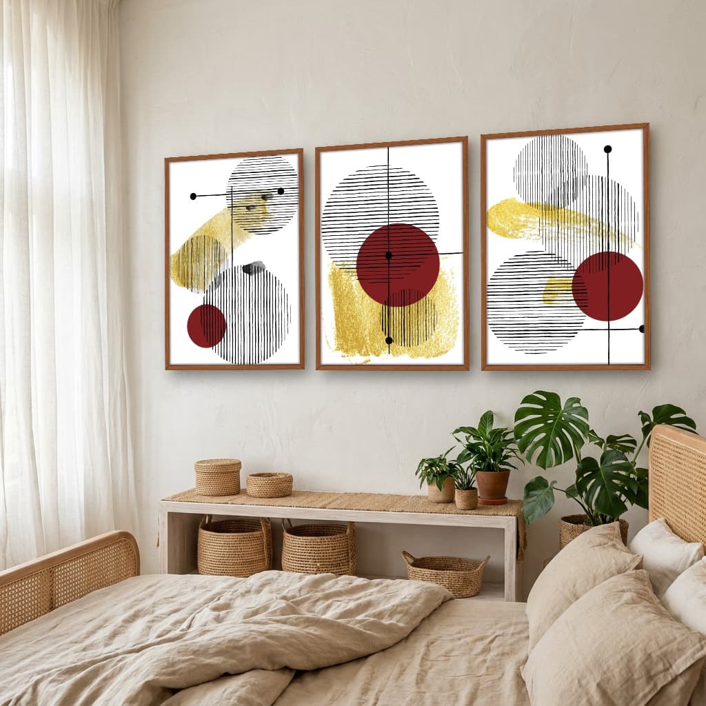 Kit Quadros Decorativos Formas Abstratas