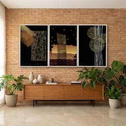 Kit Quadros Decorativos Abstrato Golden