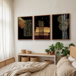 Kit Quadros Decorativos Abstrato Golden