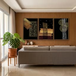 Kit Quadros Decorativos Abstrato Golden