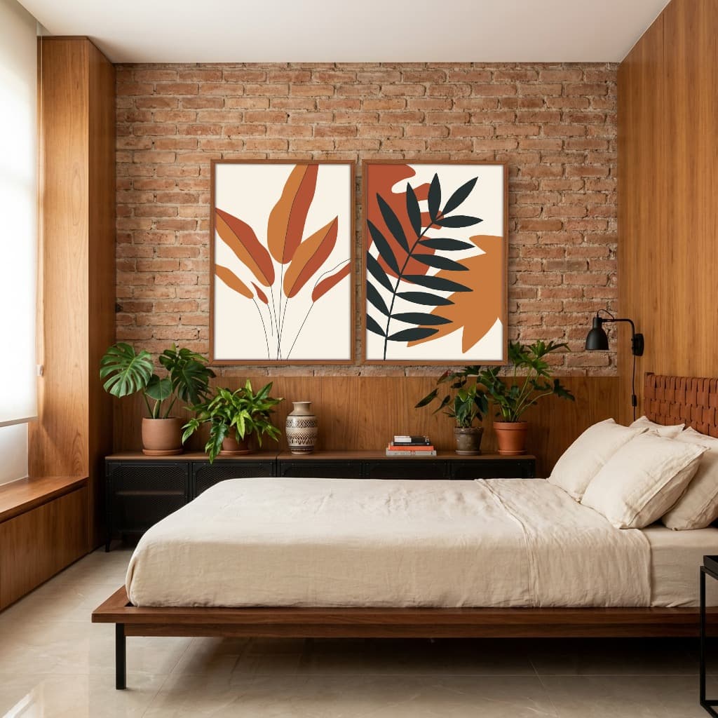 Kit Quadros Decorativos Planta Abstrata