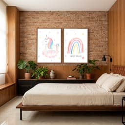 Kit Quadros Decorativos Unicórnio E Arco Íris
